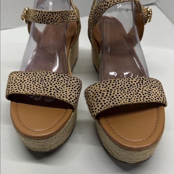 J Crew Platform Espadrilles Sandals Open Toe Leopard Calf Hair Animal Print 12 - Picture 6 of 11